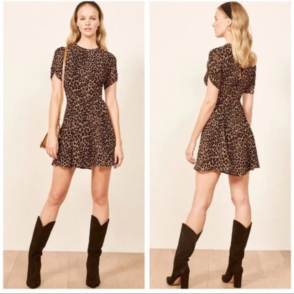 Reformation Gracie Leopard Print Short Mini Dress Size 6